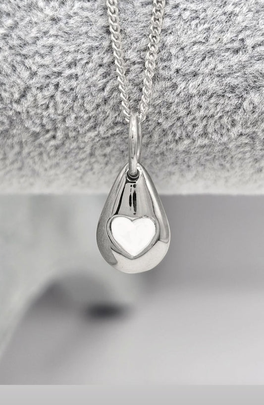 Personalised Sterling Silver Breastmilk Necklace – Teardrop Heart Keepsake for Mum
