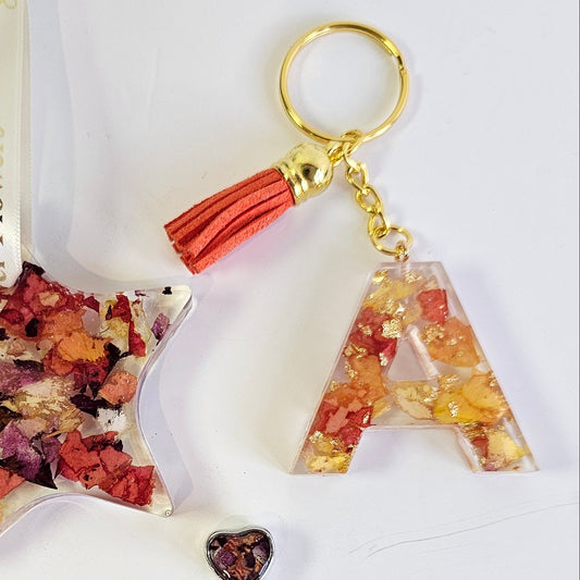 resin flower preservation keyring letter a