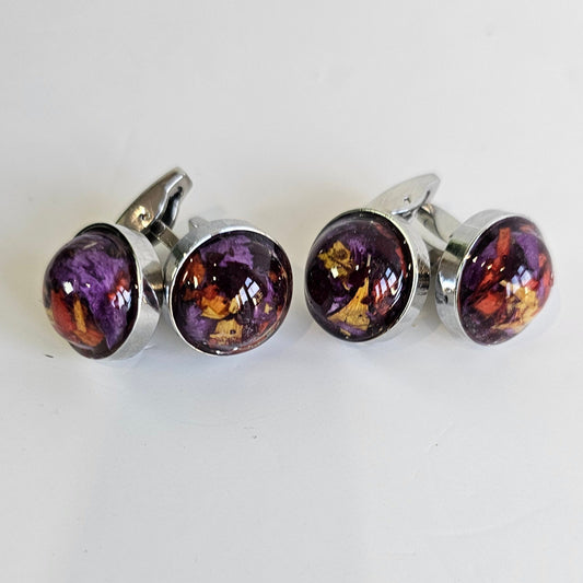 silver flower preservation cufflinks 
